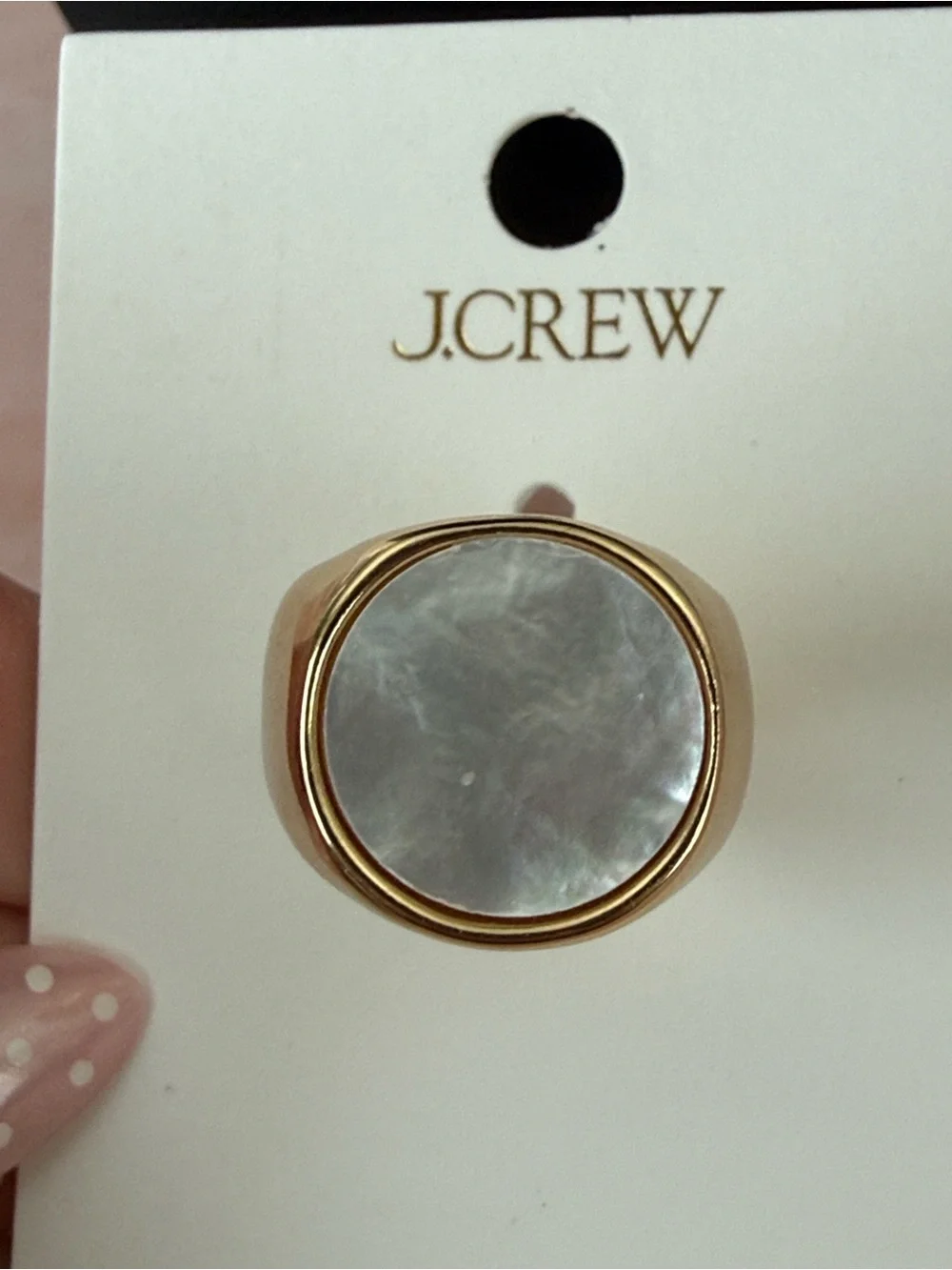J.Crew | Gold Ring with Mother-of-Pearl Inlay | Size 7